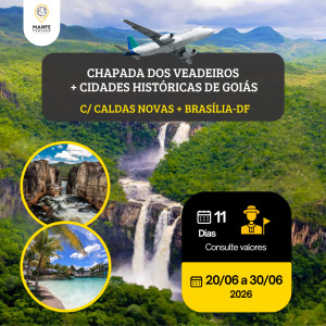 CHAPADA DOS VEADEIROS E CIDADES HISTÓRICAS DE GOIÁS C/ CALDAS NOVAS + BRASÍLIA-DF